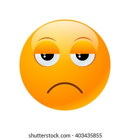 yellow round emoticon isolated on white background. Vector illustration.