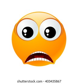 yellow round emoticon isolated on white background. Vector illustration.