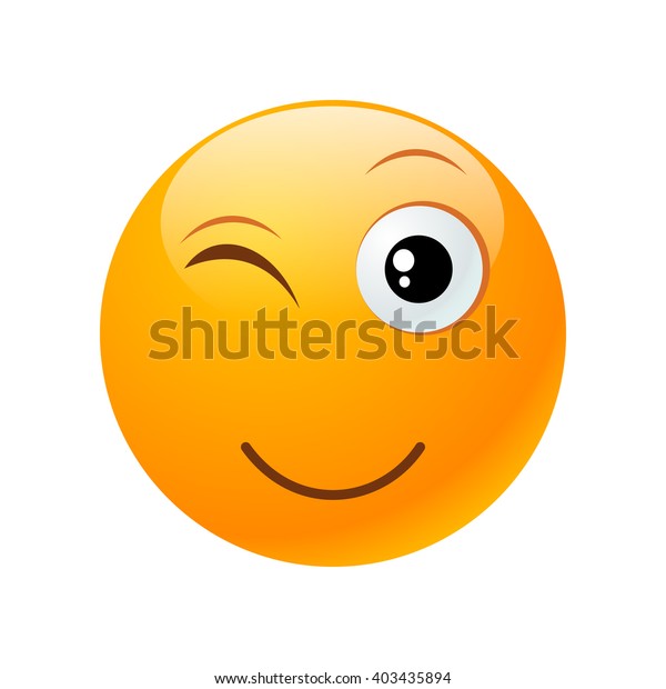 Yellow Round Emoticon Isolated On White Stock Vector (Royalty Free ...