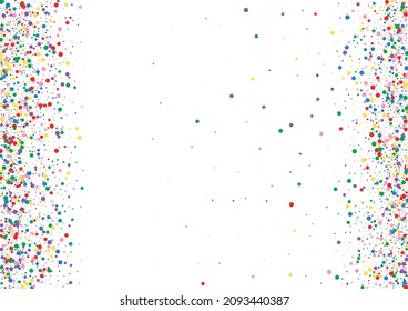 Yellow Round Event Illustration. Circle Blast Texture. Multicolored Wedding Confetti. Orange Color Dot Background.