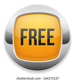 Yellow round free button with metallic border