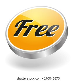 Yellow round free button with metallic border