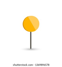 Yellow round map pointer. 3D destination pointer with shadow.