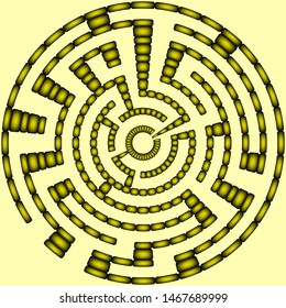 Yellow round maze on a yellow background
