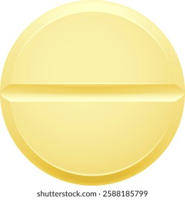 Yellow round medicine pill featuring a score line represents the pharmaceutical concepts of healthcare, treatment, and medication, highlighting its role in wellness and disease management