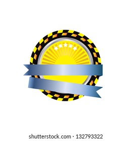 Yellow round motor badge, vector format
