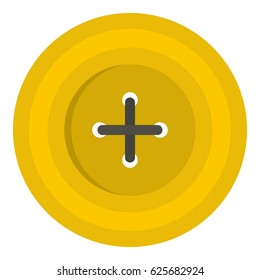 Yellow round sewing button icon flat isolated on white background vector illustration