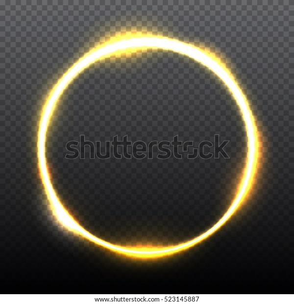 透明な背景に黄色の丸く輝く円のフレーム 美しい抽象的な高級ライトリング ベクターイラスト のベクター画像素材 ロイヤリティフリー