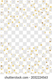 Yellow Round Shiny Transparent Background. Luxury Sequin Design. Golden Splash Anniversary Background. Dot Isolated Card.