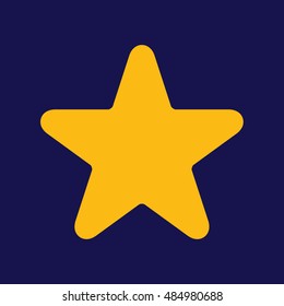 Yellow round star icon vector. Blue background