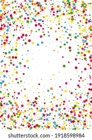 Yellow Round Streamer Background. Confetti Surprise Texture. Red Celebrate Dot. Blue Bold Circle Illustration.
