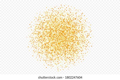 Yellow Round Transparent Transparent Background. Falling Rain Design. Gold Sparkle Anniversary Texture. Confetti Festive Wallpaper.