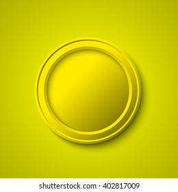 Yellow round web button. Vector illustration.