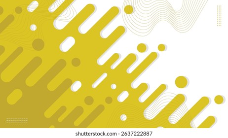 Yellow Rounded Lines Background with Abstract Dashes and Dots.Vector illustration