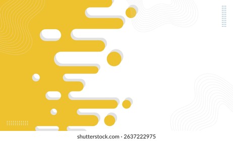 Yellow rounded lines background. Abstract dashed lines and dots.Vector illustration