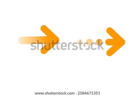 Yellow rounded right arrows set. Flat icon isolated on white. Continue icon. Next, enter, swipe, scroll button. East arrow.