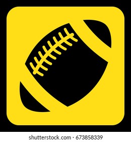 yellow rounded square information road sign with frame - black american football ball icon