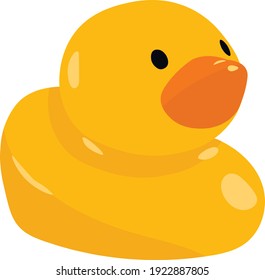 Pato de baño de goma amarillo. Imagen vectorial de un juguete de baño aislado. 