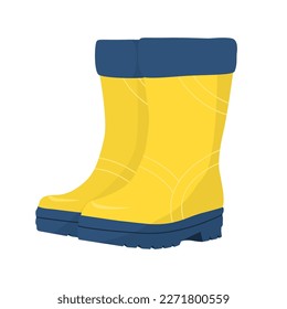 Yellow rubber boots in cartoon style. Vector illustration