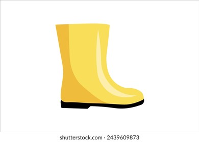Yellow rubber boots in flat style
