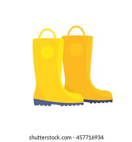 yellow rubber boots icon in cartoon style isolated on white background. vector illustration