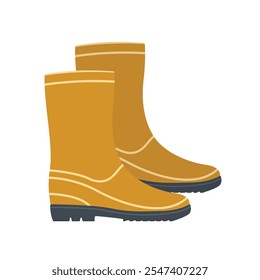 Yellow rubber boots icon. Flat illustration of yellow rubber boots vector icon for web design