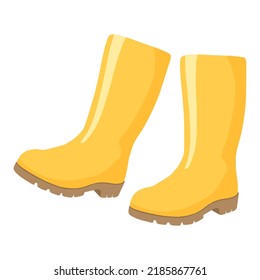 Yellow rubber boots isolated on white	