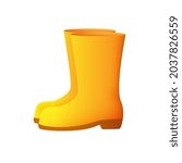 Yellow rubber boots. Vector 3d boots for rainy weather. Vector illustration isolated on white background.