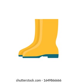 Yellow rubber boots.Garden shoes.Waterproof Shoes for rainy weather, fishing, gardening.Autumn-spring.Flat cartoon isolated illustration on a white background