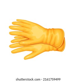 Yellow rubber cleaning gloves color vector illustration. Latex gloves as labor supplies in cartoon style, isolated