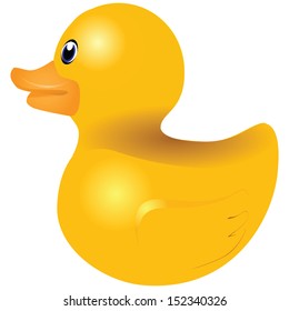 Yellow rubber duck for the bath. Vector illustration.