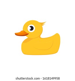 Yellow rubber duck. Cartoon cute ducky for bath