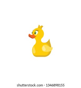 Yellow rubber duck cartoon vector on a white background