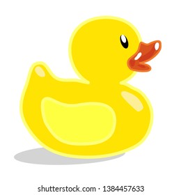 Yellow rubber duck cute bathroom toy vector isolated