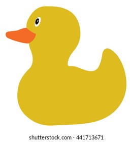 Yellow rubber duck, ducky bath toy flat color icon, vector for print or website design