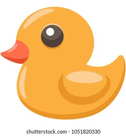 Yellow rubber duck flat icon. Vector cartoon illustration of a plastic toy for baby isolated on white background.