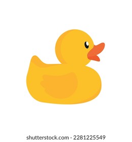 Yellow rubber duck flat icon isolated on white background. Cute rubber duck vector illustration.