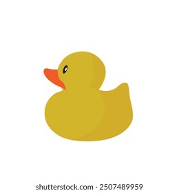 Yellow rubber duck flat icon isolated on white background. Cute rubber duck vector illustration.