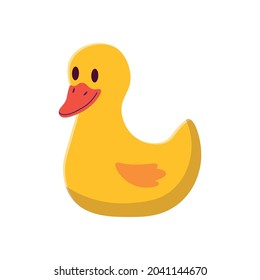 Yellow rubber duck isolated on white background.