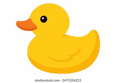 Yellow rubber duck isolated on a white background. Bath toy duck. Concept of childhood, bath time, playful design. Print, icon, design element