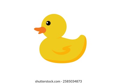 Yellow rubber duck isolated on a white background.