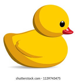 Yellow Rubber Duck Kids Toy Isolated Vector Illustration