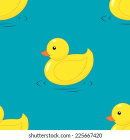 Yellow rubber duck seamless pattern. Hand drawing. Background for children