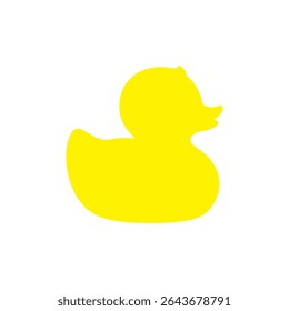 Yellow rubber duck silhouette icon vector flat design.