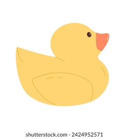 Juguete de pato de goma amarillo. Ilustración vectorial plana aislada en blanco
