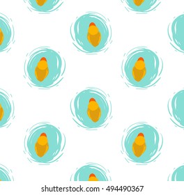 Yellow rubber duck toy floating in pool top view white background blue water circles baby cute seamless vector pattern for kids clothes textile wrapping paper