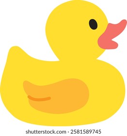 Yellow rubber duck toy isolated on white background. Simple illustration with children's bath toy