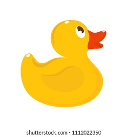 Yellow rubber duck. Vector illustration. Series of children's toys. EPS 10.