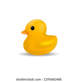 Yellow Rubber Duck Vector Illustration Cartoon Isolated on White