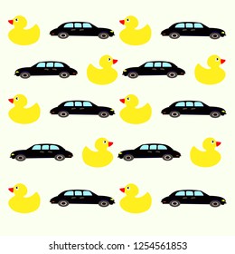 Yellow Rubber Duck Vector Illustration Cartoon. Car icon in flat style. Automobile car vector illustration on white isolated background. Auto business concept.